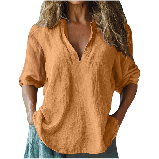 Damen lässige Leinenbluse R&B