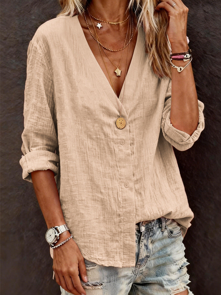 Damen Leichte V-Ausschnitt Bluse aus atmungsaktivem Material R&B