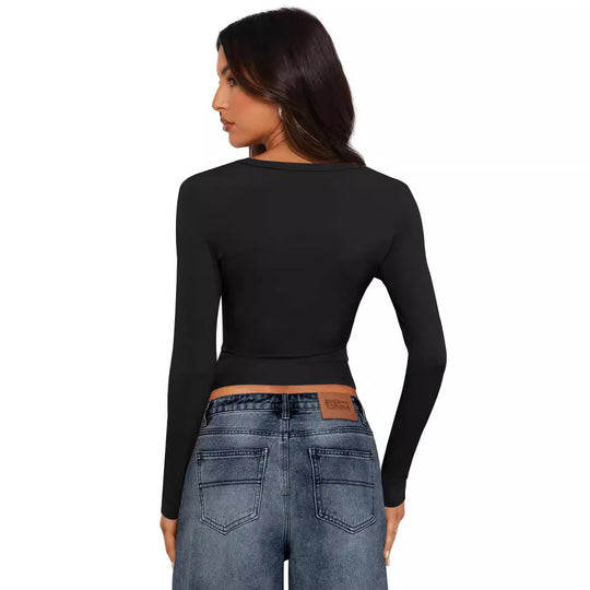 Damen lässiges Langarmshirt mit figurbetontem Schnitt R&B
