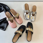 Damen elegante Slipper mit glänzender Applikation R&B
