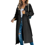 Damen eleganter Trenchcoat mit doppelt Reihe Knopfverschluss und Taillengürtel R&B