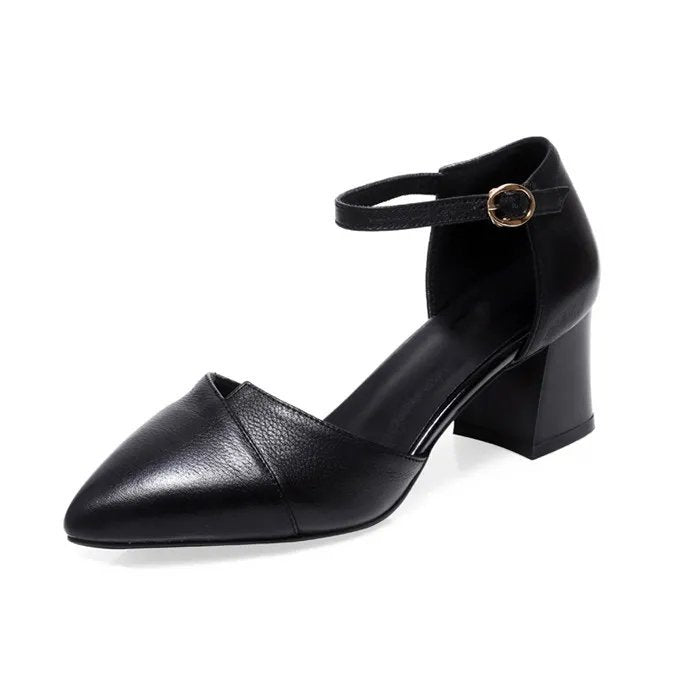 Damen elegante Halbschuhe mit modischer Schnallenverzierung und stabilen Blockabsatz R&B