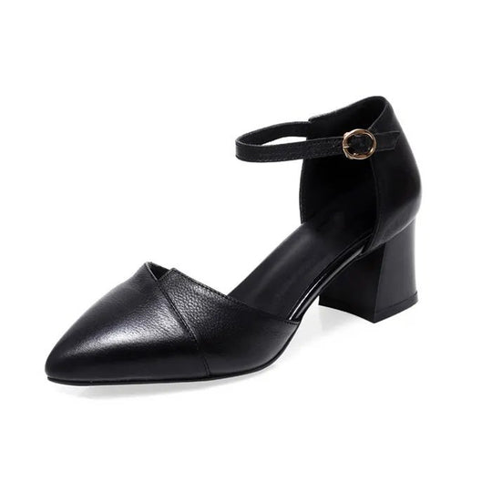 Damen elegante Halbschuhe mit modischer Schnallenverzierung und stabilen Blockabsatz R&B