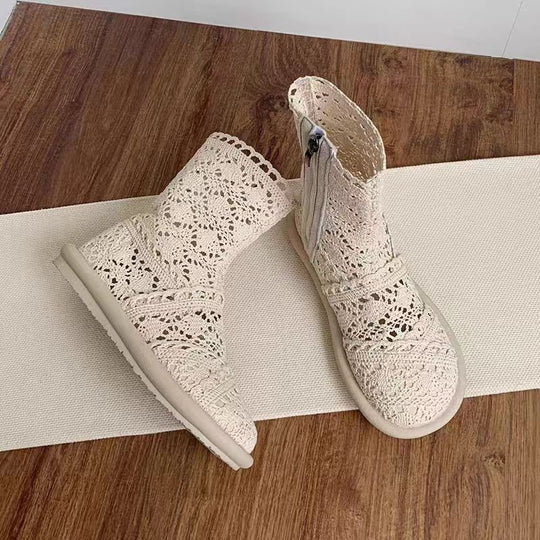 Damen Häkelstiefeletten mit atmungsaktiver Sohle und modischem Reißverschluss R&B