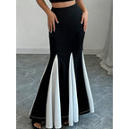 Damen Eleganter Maxi-Rock mit kontrastierenden Volantdetails und hohem Bund R&B