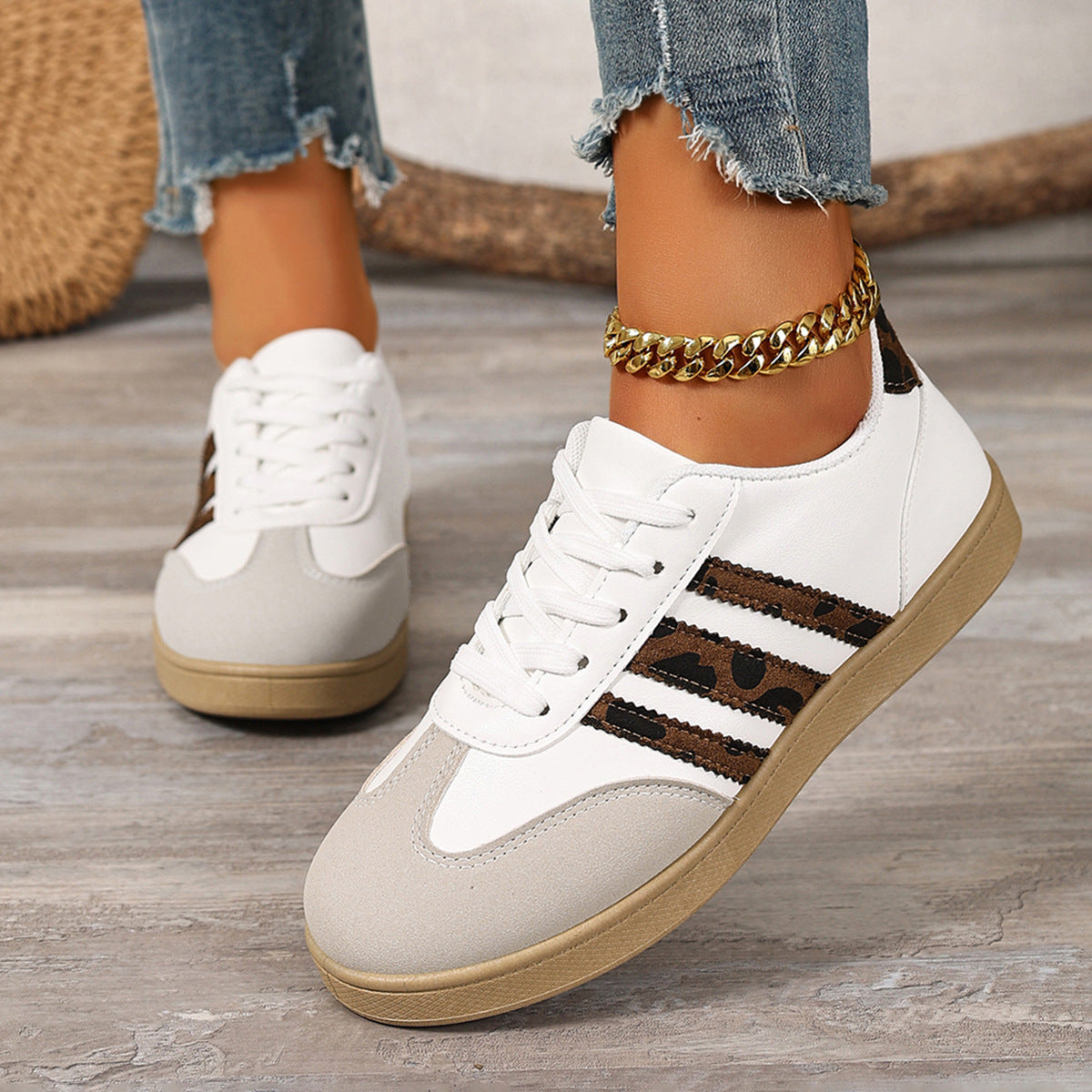 Damen Sneakers im trendigen Design mit Leopardenmuster und komfortablem Fußbett R&B