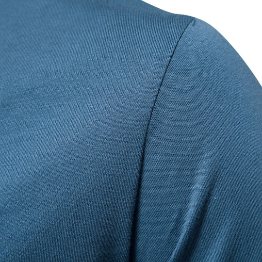 Herren Kurzarm Henley-T-Shirt mit modernem Reißverschluss und hochwertiger Baumwollmischung R&B