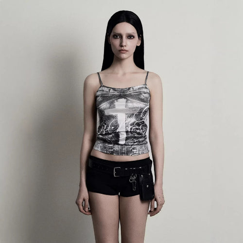 Damen Camisole-Top mit grafischem Druck und verführerischem Schnitt R&B