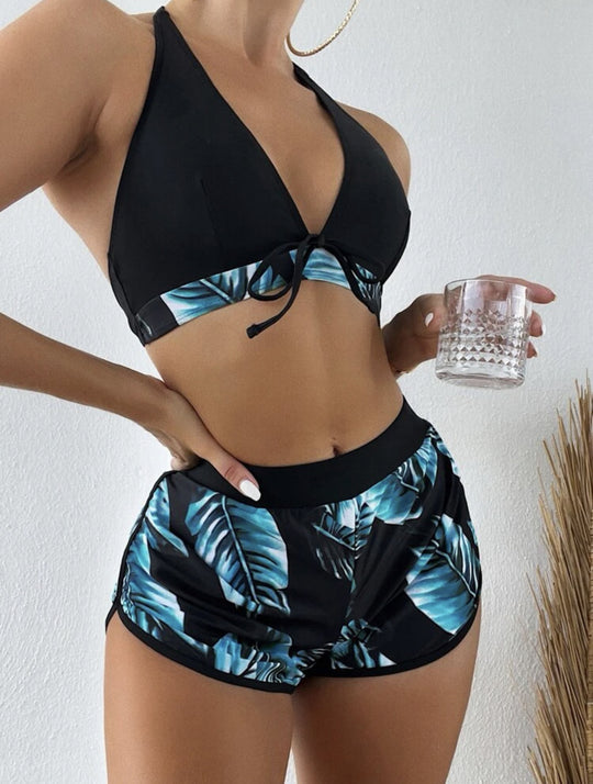 Damen Bikini-Top mit abnehmbaren Trägern und modischen Shorts R&B