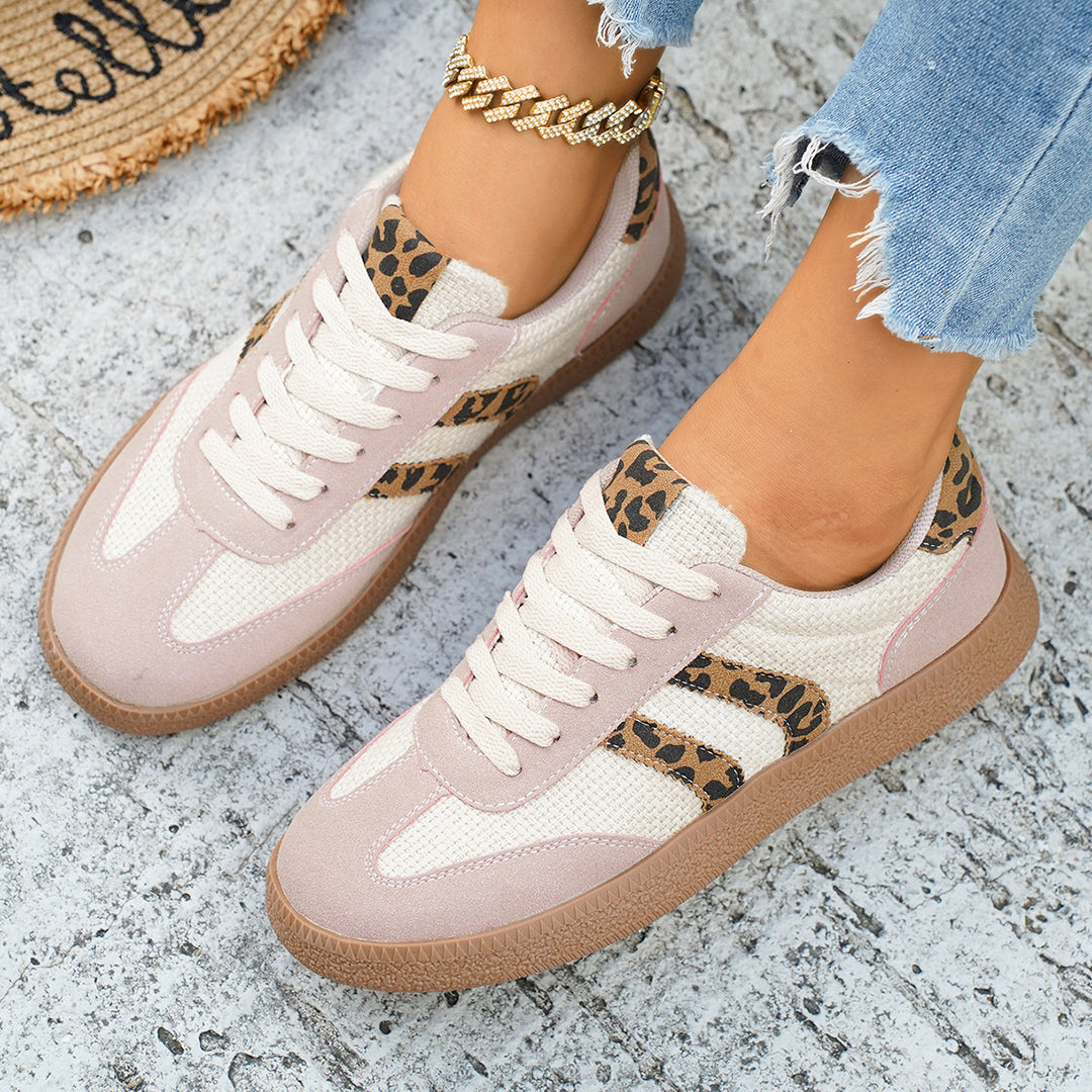 Damen Sportliche Sneakers mit Leoprint-Design und atmungsaktiver Oberflächenstruktur R&B