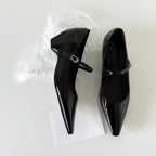 Damen elegante Slingback-Pumps mit spitzem Zehenbereich und glänzender Oberfläche