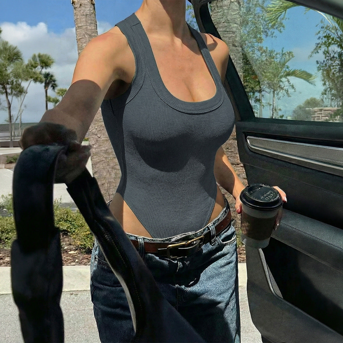 Damen Sportliches Trägershirt aus angenehmem Rippmaterial R&B