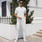 Herren nan urbanes Reise-Poloshirt mit kurzem Frontreißverschluss, elastischem Interlock und knitterarmer Pflege R&B