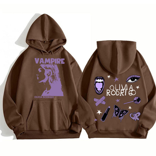 Damen Kapuzenpullover mit künstlerischem Vampir-Print und oversized Schnitt R&B