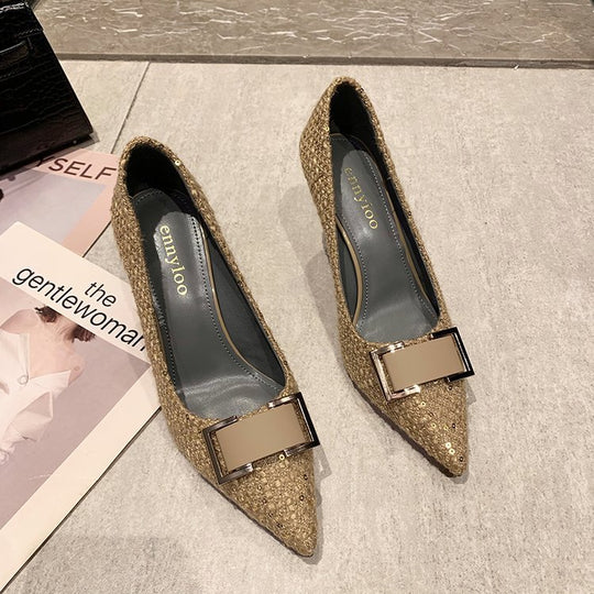 Damen elegante spitze Pumps mit glamourösem Schleifenakzent R&B