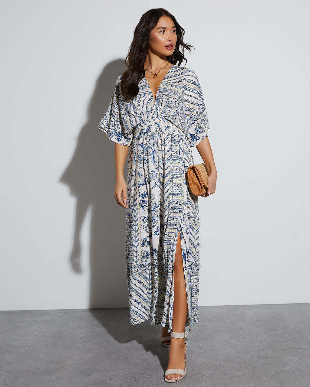 Damen Leichtes Maxikleid mit floralem Muster und lässigem Schnitt R&B