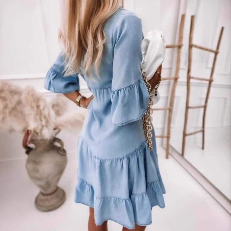 Damen Hemdblusenkleid mit Rüschendetails R&B