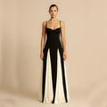 Damen Elegantes Maxikleid mit kontrastrierenden Stoffbahnen und schmalen Trägern R&B