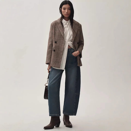 Damen weite Denim-Hose im modernen Schnitt mit hohem Bund R&B