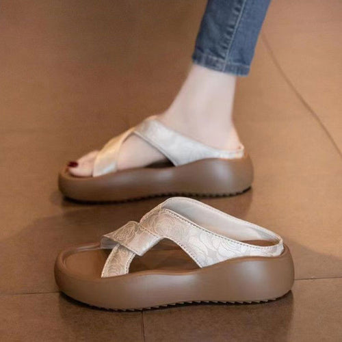 Damen Bequeme Slip-On Sandalen mit modischem Querriemen und rutschfester Sohle R&B