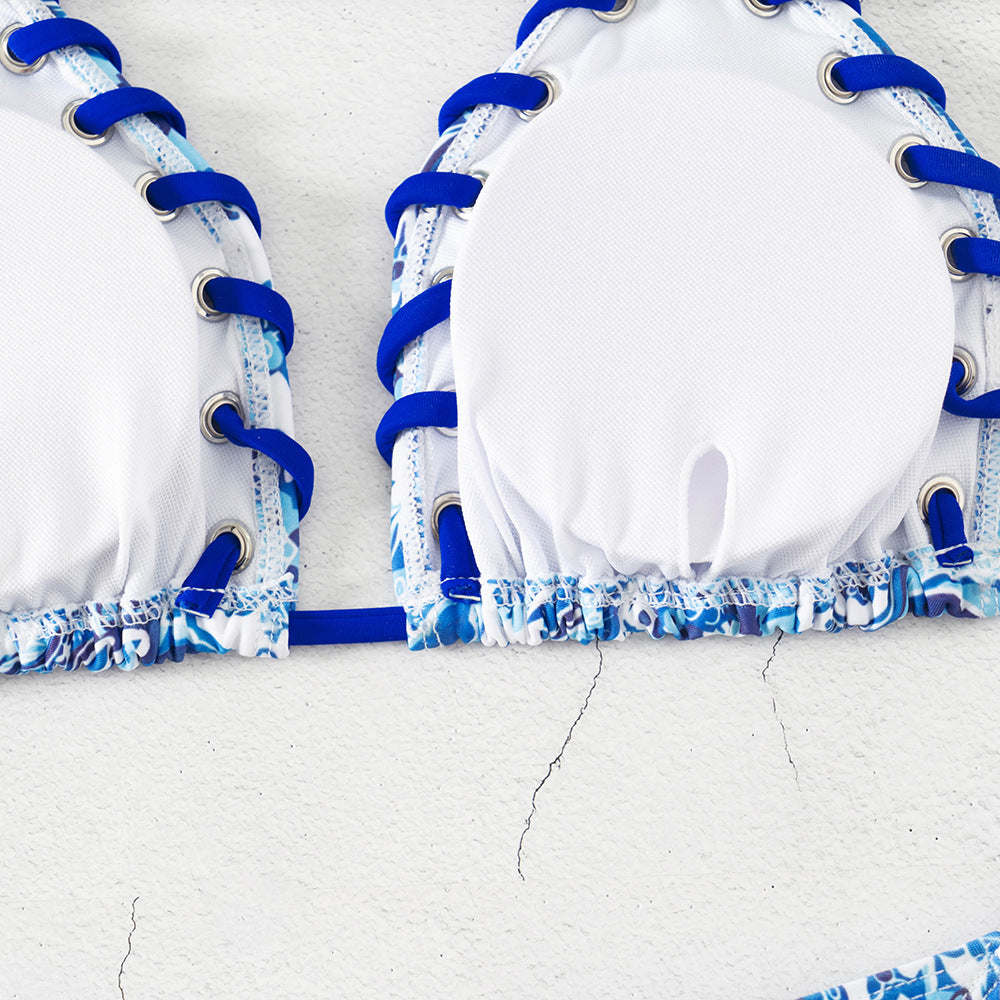 Damen Triangel-Bikini mit verspieltem Schnürdesign R&B