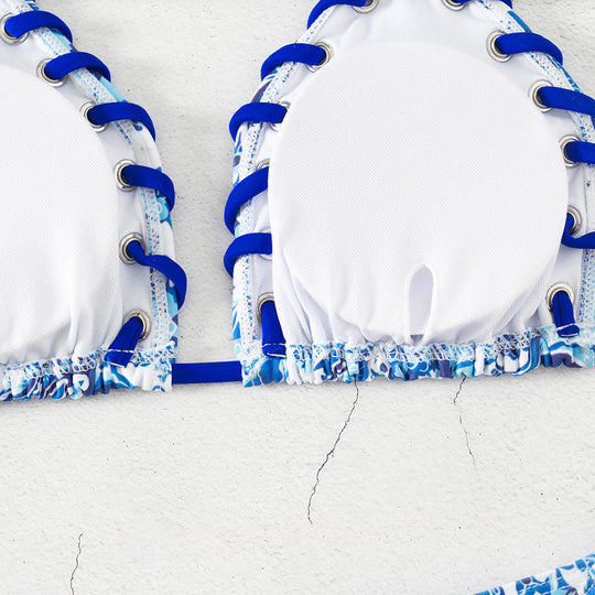 Damen Triangel-Bikini mit verspieltem Schnürdesign R&B