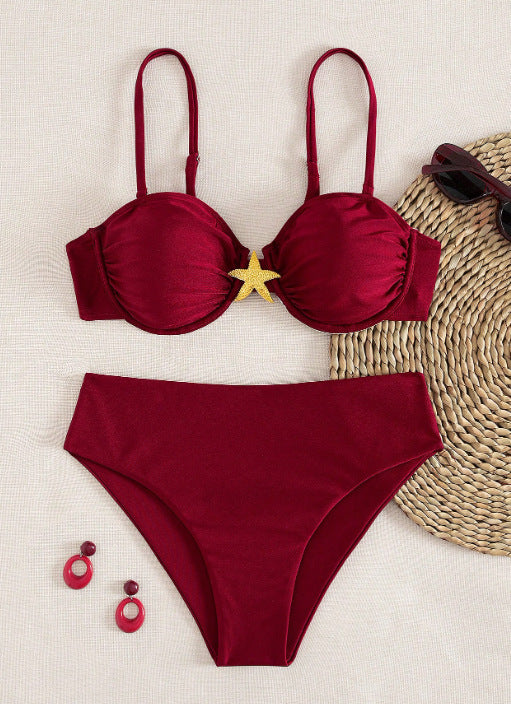 Damen Balconette-Bikini mit dekorativen Sternen R&B