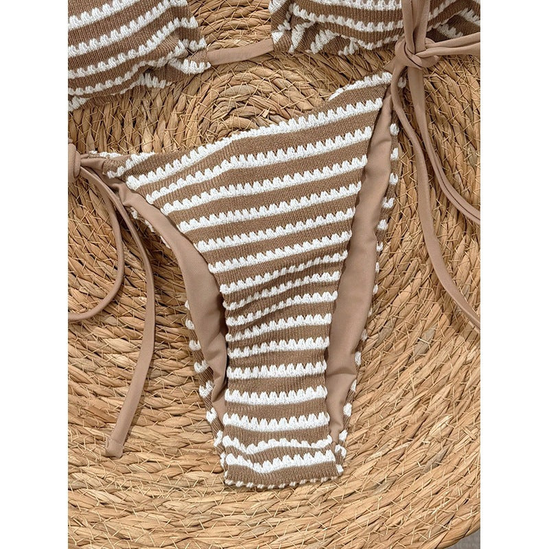 Damen Triangel-Bikini-Set mit verstellbaren Trägern und verspieltem Muster