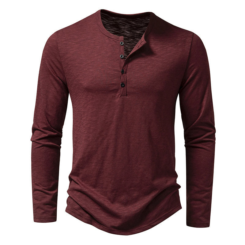 Herren Langarmshirt mit knopflosem V-Ausschnitt und atmungsaktivem Stoff R&B