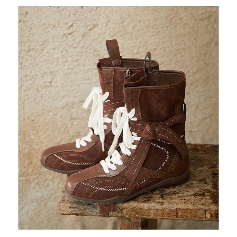 Damen modische Freizeitstiefel mit stylishen Schnürdetails und hohem Komfort R&B