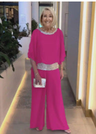 Damen eleganter und luftiger Overall mit glitzerndem Bund R&B