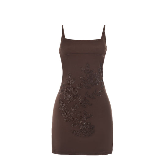 Damen figurbetontes Kleid mit floralem Strassdesign R&B