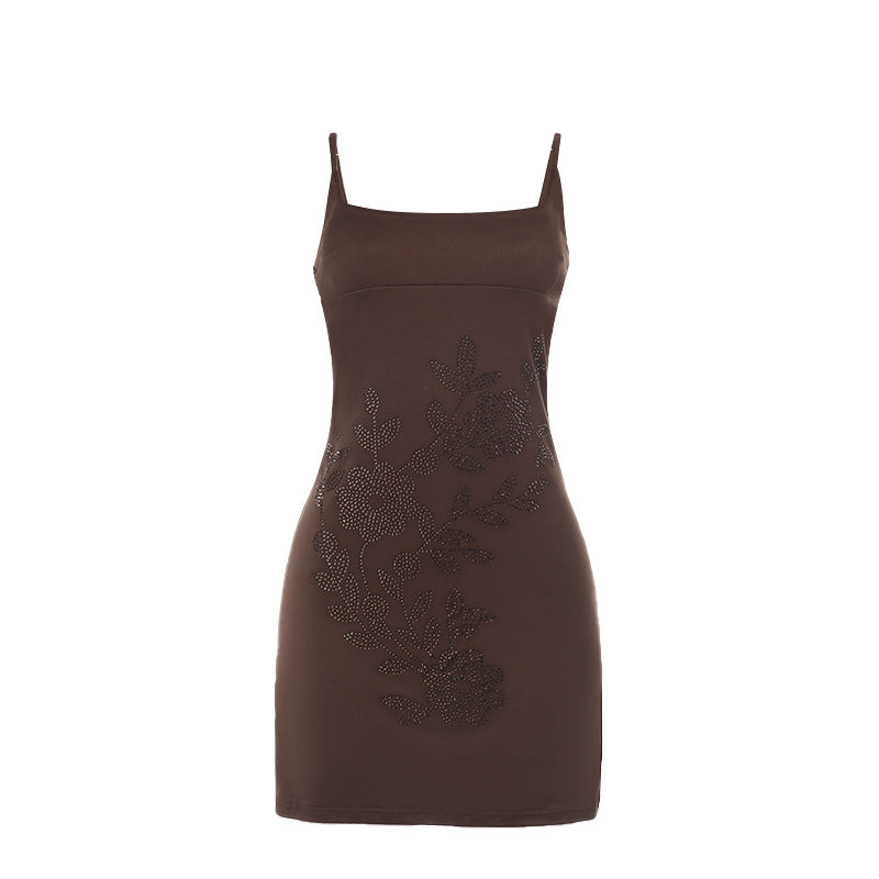Damen figurbetontes Kleid mit floralem Strassdesign R&B