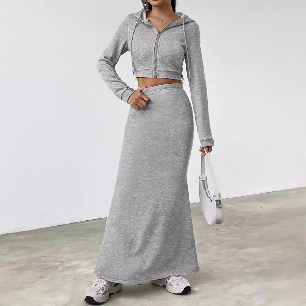 Damen Hoodie und Maxi-Rock Set R&B