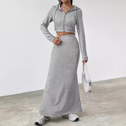 Damen Hoodie und Maxi-Rock Set R&B