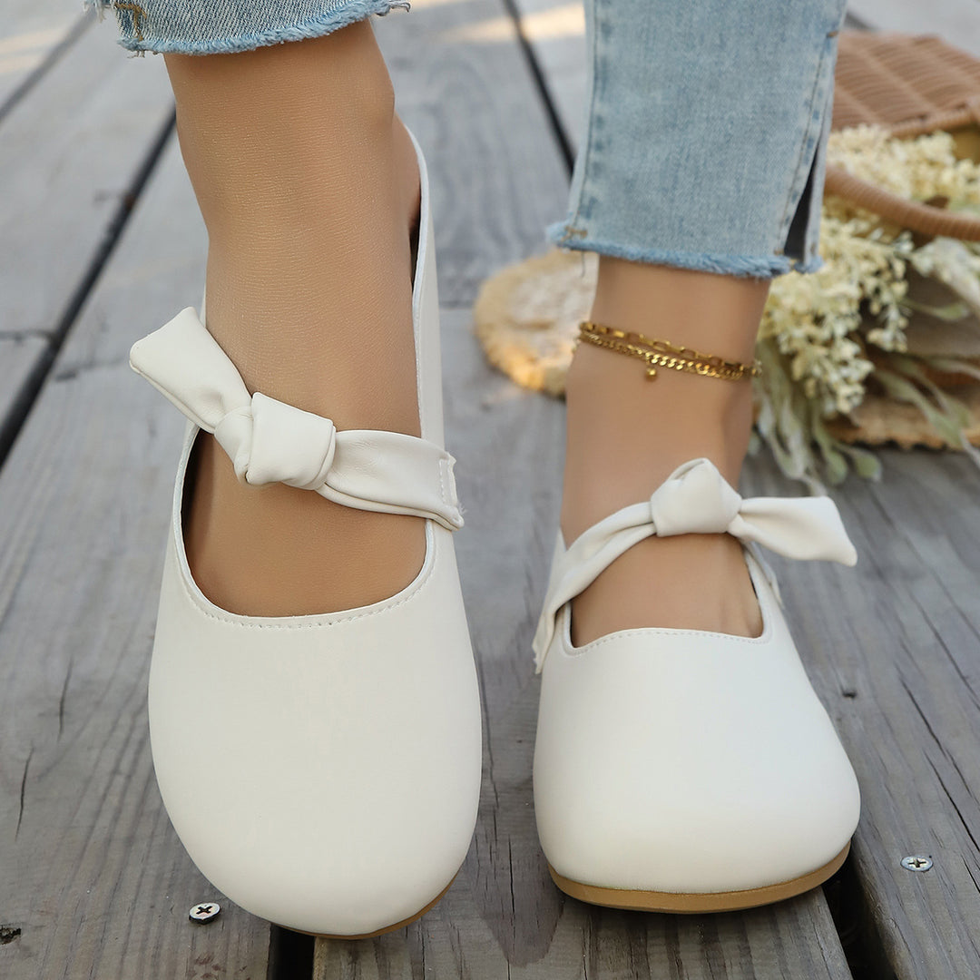 Damen Elegante und bequeme Ballerinas mit dekorativem Knoten und Perlendetail R&B