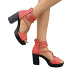 Damen Blockabsatz Sandalen mit raffinierter Schnürung R&B