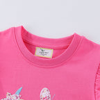 Mädchen T-Shirt mit kreativen Rüschendetails und bezauberndem Einhorn-Motiv R&B