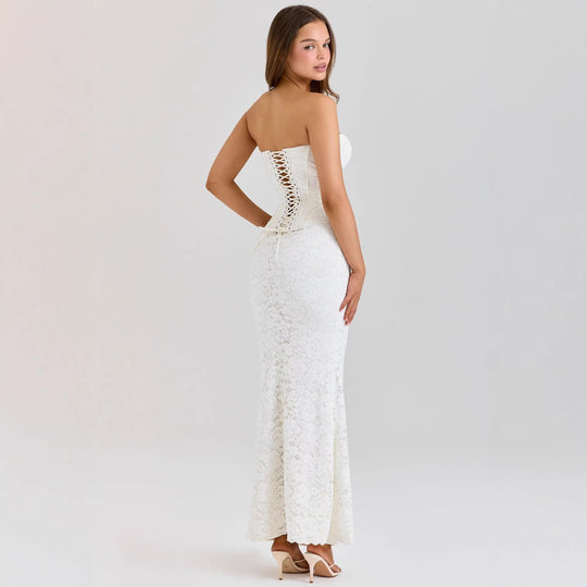 Damen nan zweiteiliges Spitzen-Corsagen-Set mit verstärktem Bustier und figurbetontem Mermaid-Rock R&B