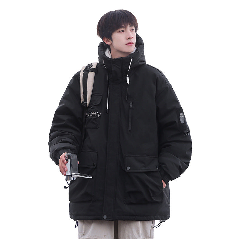 Herren isolierte Outdoor-Pufferjacke mit multifunktionalen Taschen und verstellbarem Kapuzensystem
