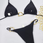 Damen Triangel-Bikini mit stilvollen Goldakzenten R&B