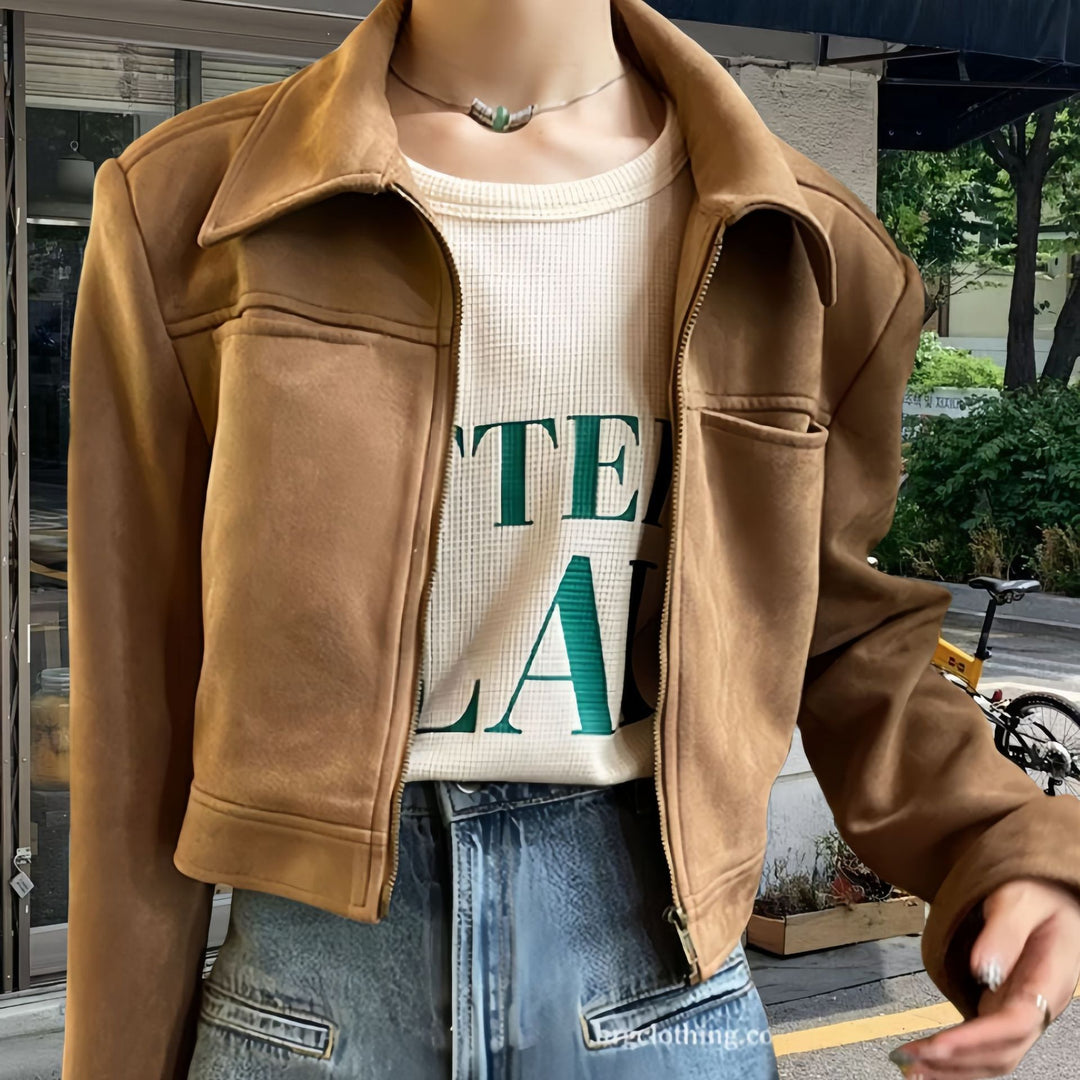 Damen Lässig cropped Jacke R&B