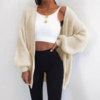 Damen Grober Strickcardigan mit ballonförmigen Ärmeln und lässigem Schnitt R&B