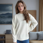 Damen lässiger Pullover mit weitem Schnitt und modernem Rippstrickdesign R&B