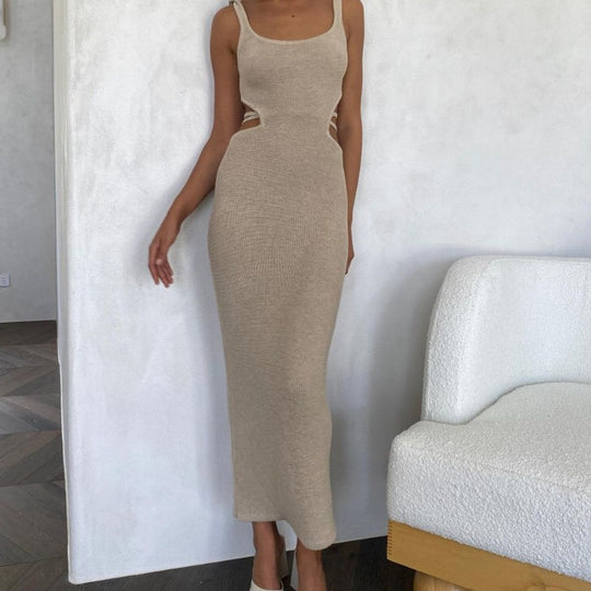 Damen Maxi-Rock mit einzigartigem Cut-Out-Design und Streifenmuster R&B