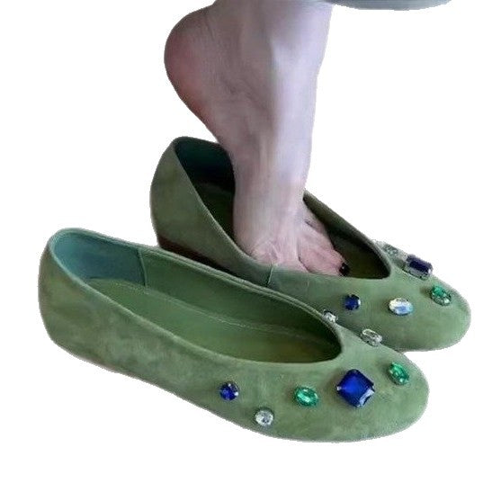 Damen elegante Ballerinas mit funkelndem Strassbesatz R&B