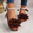 Damen Schlappen mit floralem Design und eleganter Perlenverzierung R&B