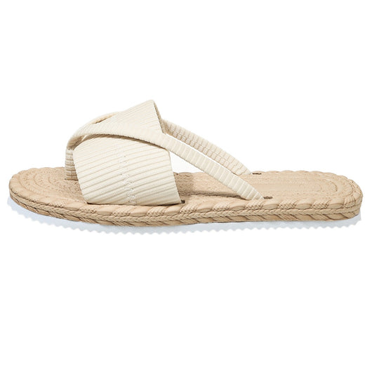 Damen Slide-Sandalen mit geflochtenem Riemen und komfortabler Sohle R&B