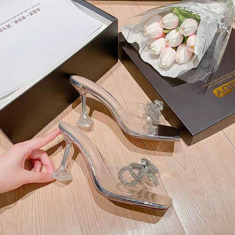Damen transparente High Heels mit funkelnden Akzenten R&B