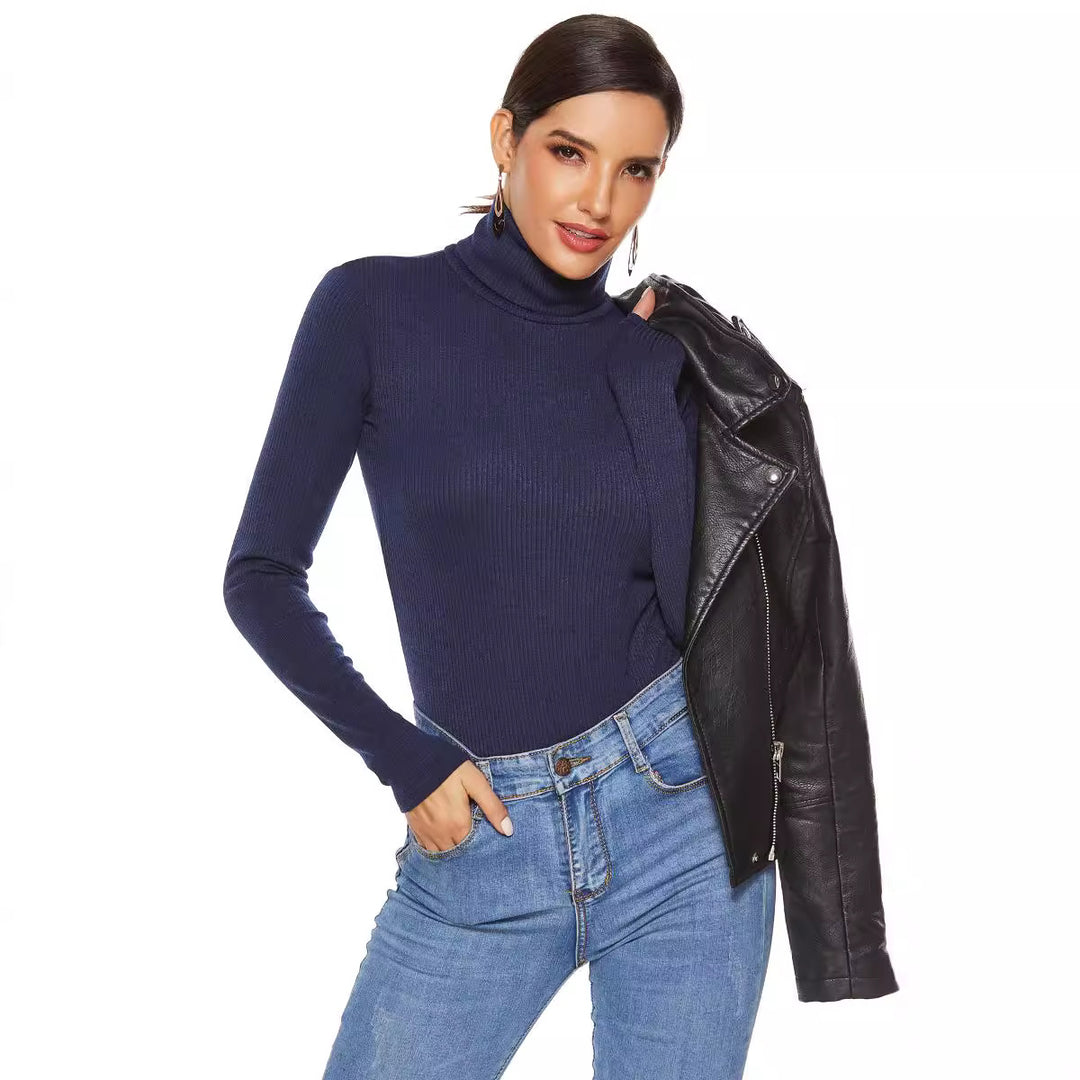 Damen Eleganter Langarmbody mit hohem Kragen R&B